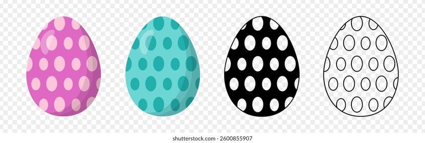 Vector illustration of Easter eggs set on transparent background