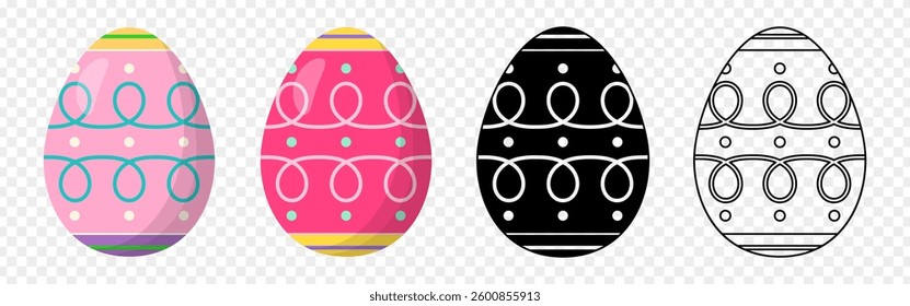 Vector illustration of Easter eggs set on transparent background