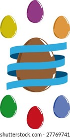 Vector illustration of easter eggs of various colors