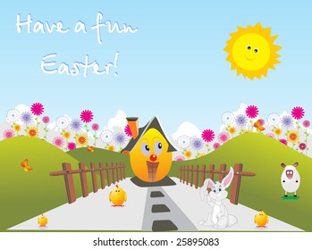 vector illustration of easter family