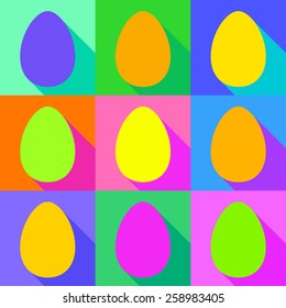 Vector illustration: Easter holiday seamless background with pop art eggs