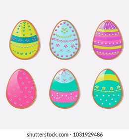 Vector illustration for the Easter holiday. A set of eggs cookie. Can be used to design a web page, greeting card, stickers, advertising, posters.