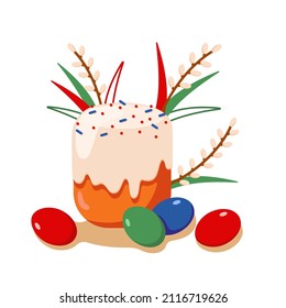 vector illustration of Easter pie with the eggs