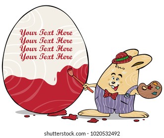 Vector illustration, Easter rabbit with egg, banner concept.