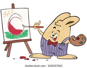 Vektorillustration-Illustration, Osterkaninchenmalerei, Kartenkonzept.