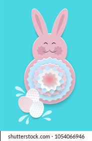 Vector illustration for the Easter and the Resurrection of Christ. Image of the 
silhouette of the Easter bunny in paper cut style. To create a 
design and print postcards, banners, gift cards.