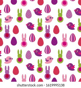 Vector illustration with easter symbols. Seamless pattern.