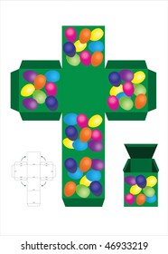 Ilustración vectorial de una plantilla de caja de regalo de regalo de Pascua