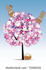vector illustration of easter tree and bunny eps8
