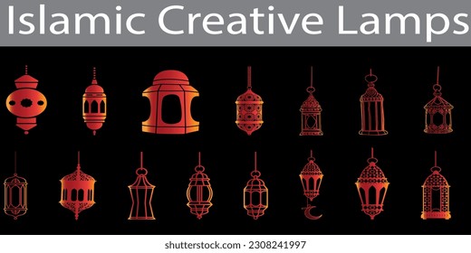 Vector illustration of an eastern lamp for an Islamic mosque or Arabian lighting for Ramadan. Islamic lamp symbols in a vector