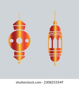 Vector illustration of an eastern lamp for an Islamic mosque or Arabian lighting for Ramadan. Islamic lamp symbols in a vector