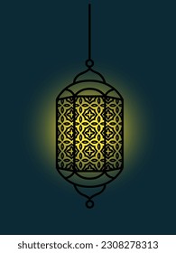 Vector illustration of an eastern lamp for an Islamic mosque or Arabian lighting for Ramadan. Islamic lamp symbols in a vector