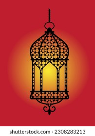 Vector illustration of an eastern lamp for an Islamic mosque or Arabian lighting for Ramadan. Islamic lamp symbols in a vector