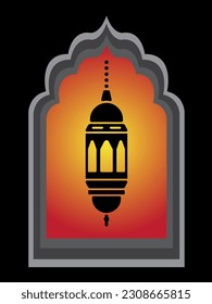 Vector illustration of an eastern lamp for an Islamic mosque or Arabian lighting for Ramadan. Islamic lamp symbols in a vector