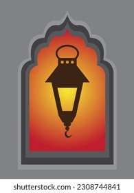 Vector illustration of an eastern lamp for an Islamic mosque or Arabian lighting for Ramadan. Islamic lamp symbols in a vector