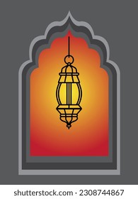 Vektorgrafik einer Ostlampe für eine islamische Moschee oder arabische Beleuchtung für Ramadan. Symbole islamischer Lampen auf Vektorgrafik
