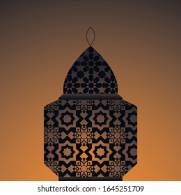 Vector illustration of eastern lanterns.Arab fanous or vintage fanoos, antique glowing lamp with candle or hanging muslim light for arabic holiday.Muslim and eastern holiday theme, background objects