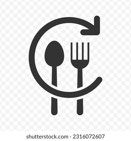 Ilustración vectorial de volver a comer icono en color oscuro y fondo transparente (PNG).