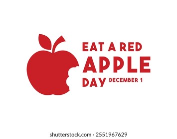 Ilustração vetorial de Eat a Red Apple Day. 1 de dezembro. Fundo branco. Eps 10.