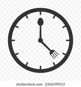 Vector illustration of eat time icon in dark color and transparent background(PNG).