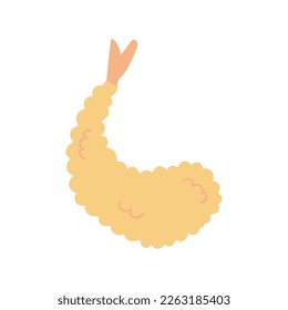 Vector illustration of ebi tempura. Japanese food in doodle sketch style. Shrimp fried in batter isolated on white background