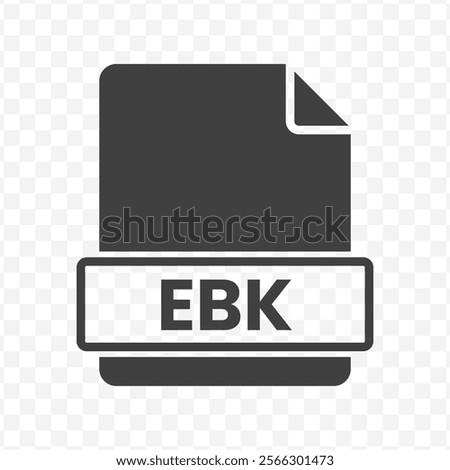 Vector illustration of EBK file in dark color and transparent background(PNG).