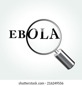Vector illustration of ebola virus abstract concept with magnifying