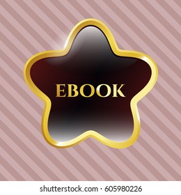 Vector Illustration of ebook golden emblem in maroon color
