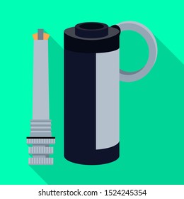 Vector illustration of e-cig and device icon. Graphic of e-cig and smoking vector icon for stock.