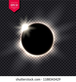 Vector illustration of eclipse with glow isolated on transparency background.
