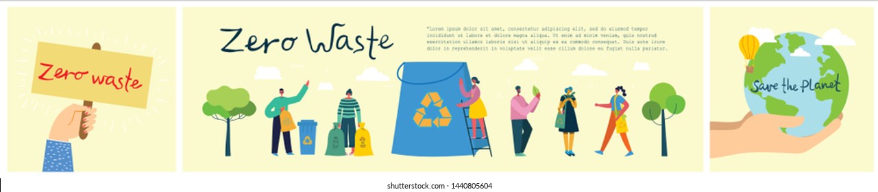 Vector illustration ECO background of Concept of Zero Waste, Green eco energy and Save the planet.