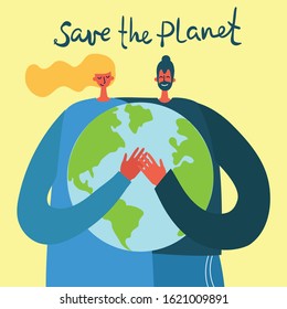 Vector illustration ECO background of Concept of green eco energy and quote Save the planet.