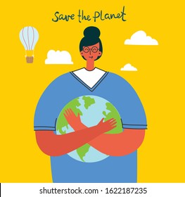 Vector illustration ECO background of Concept of green eco energy and quote Save the planet.