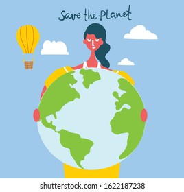 Vector illustration ECO background of Concept of green eco energy and quote Save the planet.