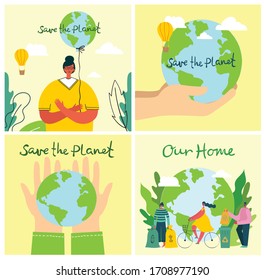 Vector illustration ECO background of Concept of green eco energy and quote Save the planet.