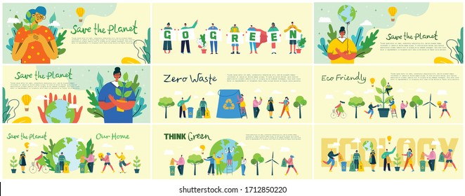 Vector illustration ECO background of Concept of green eco energy and quote Save the planet.