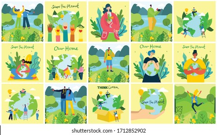 Vector illustration ECO background of Concept of green eco energy and quote Save the planet.