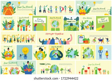 Vector illustration ECO background of Concept of green eco energy and quote Save the planet.