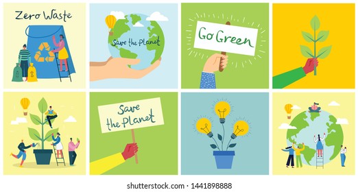 Vector illustration ECO backgrounds of Concept of green eco energy and quote Save the planet and Waste recycle