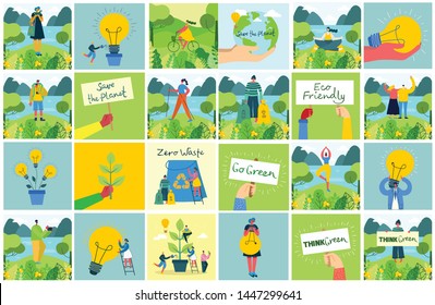 Vector illustration ECO backgrounds of Concept of green eco energy and quote Save the planet and Waste recycle