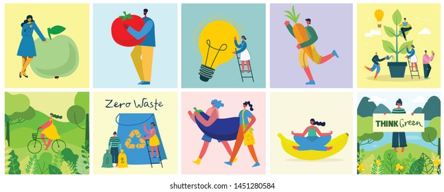 Vector illustration ECO backgrounds of Concept of green eco energy and quote Save the planet and Waste recycle