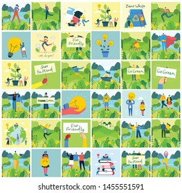 Vector illustration ECO backgrounds of Concept of green eco energy and quote Save the planet and Waste recycle