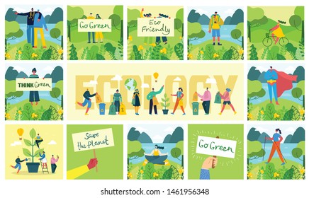 Vector illustration ECO backgrounds of Concept of green eco energy and quote Save the planet, Think green and Waste recycle