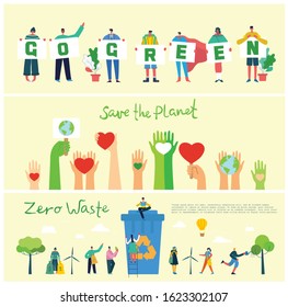 Vector illustration ECO backgrounds of Concept of green eco energy and quote Save the planet. 