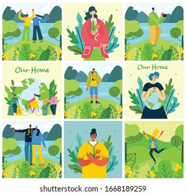 Vector illustration ECO backgrounds of Concept of green, Zero waste, eco energy and quote Save the planet