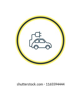 Vector illustration of eco car icon line. Beautiful transport element also can be used as electric automobile icon element.