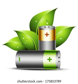 Vector illustration of Eco concept with batteries.