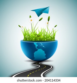 Vector illustration of Eco concept with globe. 