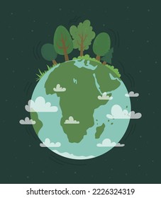 Vector illustration of Eco Earth and Trees. 