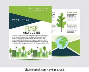 Vector illustration of eco flyer, poster, brochure, magazine cover template.